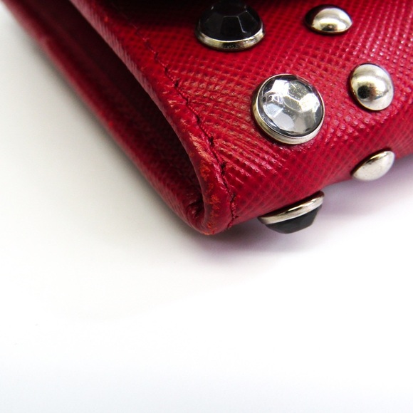 PRADA Saffiano Studded Wallet W/ Card Holder - Picture 9 of 11